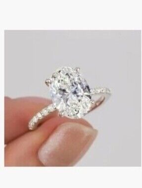Maxine - Classic Oval Cut Simulated Diamond Engagement Ring In Sterling Silver